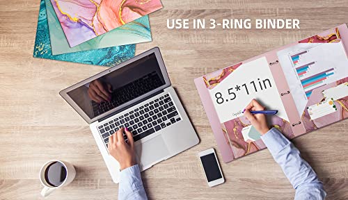 Ospelelf Folder With Pockets, Waterproof Plastic Folder With Two Fixed Corner Tabs And 2 Pockets Includes Business Card Slot, Includes Sticker, Fits 3 Ring Binder Holds 11" X 8.5", 6-Pack #TOP5