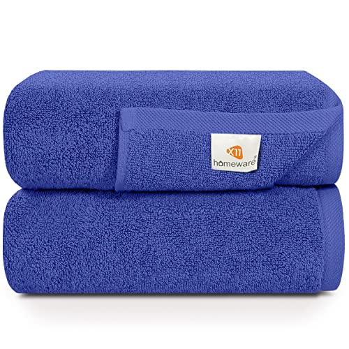X11 Homeware Lot de 2 Serviettes de Bain en Coton égyptien 600 g/m² de qualité hôtelière 75 x 145 cm, Bleu, 75 x 145 cm Cover