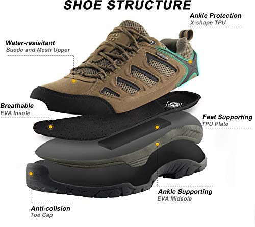 Wantdo Men's Waterproof Low Cut Hiking Shoes Wide Breathable Slip Resistant Trial Hiking Shoes Mountain Biking Outdoor Work Trekking Sneakers Brown #TOP3
