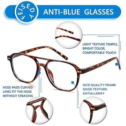 Image of FEISEDY Blue Light Blocking Glasses Women Men Square Computer Lightweight Pilot Glasses Anti Eyestrain & UV Glare B0141