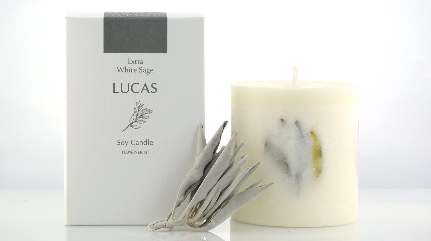 Amazon.co.jp: ホワイトセージ 浄化 瞑想 キャンドル LUCAS ルカス