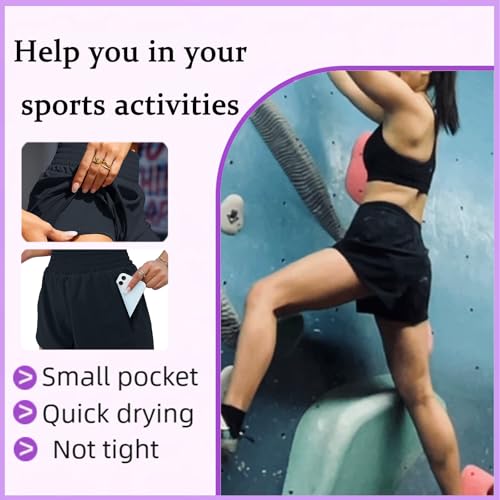 Womens 2 in 1 Running Shorts with One Side Pockets Double Layer Quick Drying Lightweight Activewear Shorts for Workout Sport Training Jogging Gym - Image 4