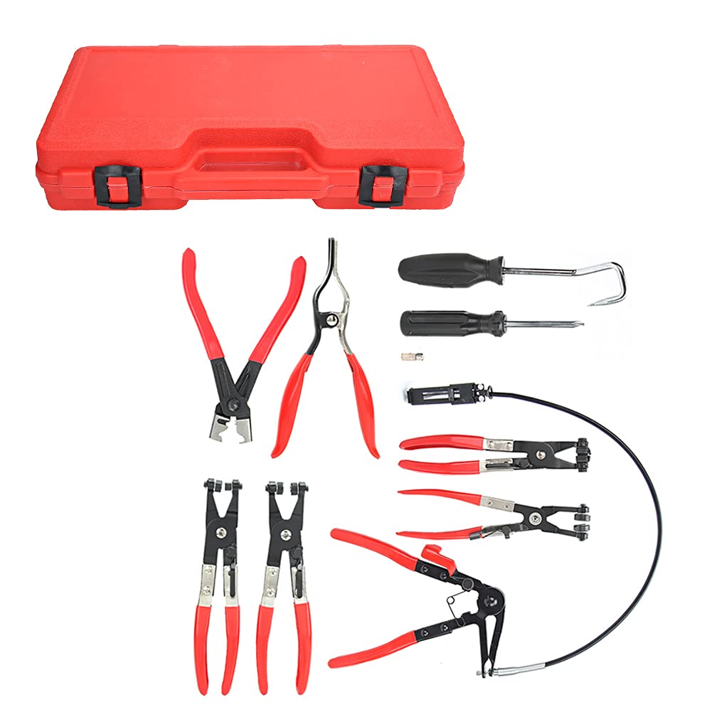 Kikumi Pinza per Fascette Stringitubo in Acciaio Al Carbonio Kit di Strumenti per la Rimozione di Fascette a Molla con Design Antiruggine Zincato per la Maggior Parte dei Modelli