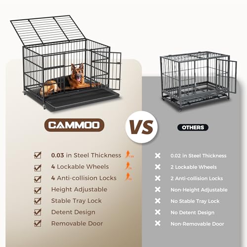 CAMMOO-48-Heavy-Duty-Dog-Crates-for-Large-Dogs-Escape-Proof-Upgraded-4-Lockable-Wheels-Removable-Door-Dog-Kennel-Indoor-Max-Load-300Lbs-Easy-to-Clean-XXL-Dog-Cage-for-High-Anxiety-Dogs