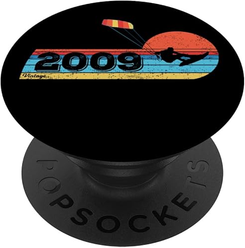 Miniatura 1 de Kitesurfer Kitesurfing Birthday Vintage 2009 born Kitesurf PopSockets Standard PopGrip