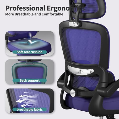 Image of TRALT Office Chair Ergonomic Desk Chair, 330 LBS Home Mesh Office Desk Chairs with Wheels, Comfortable Gaming Chairs (Violet)