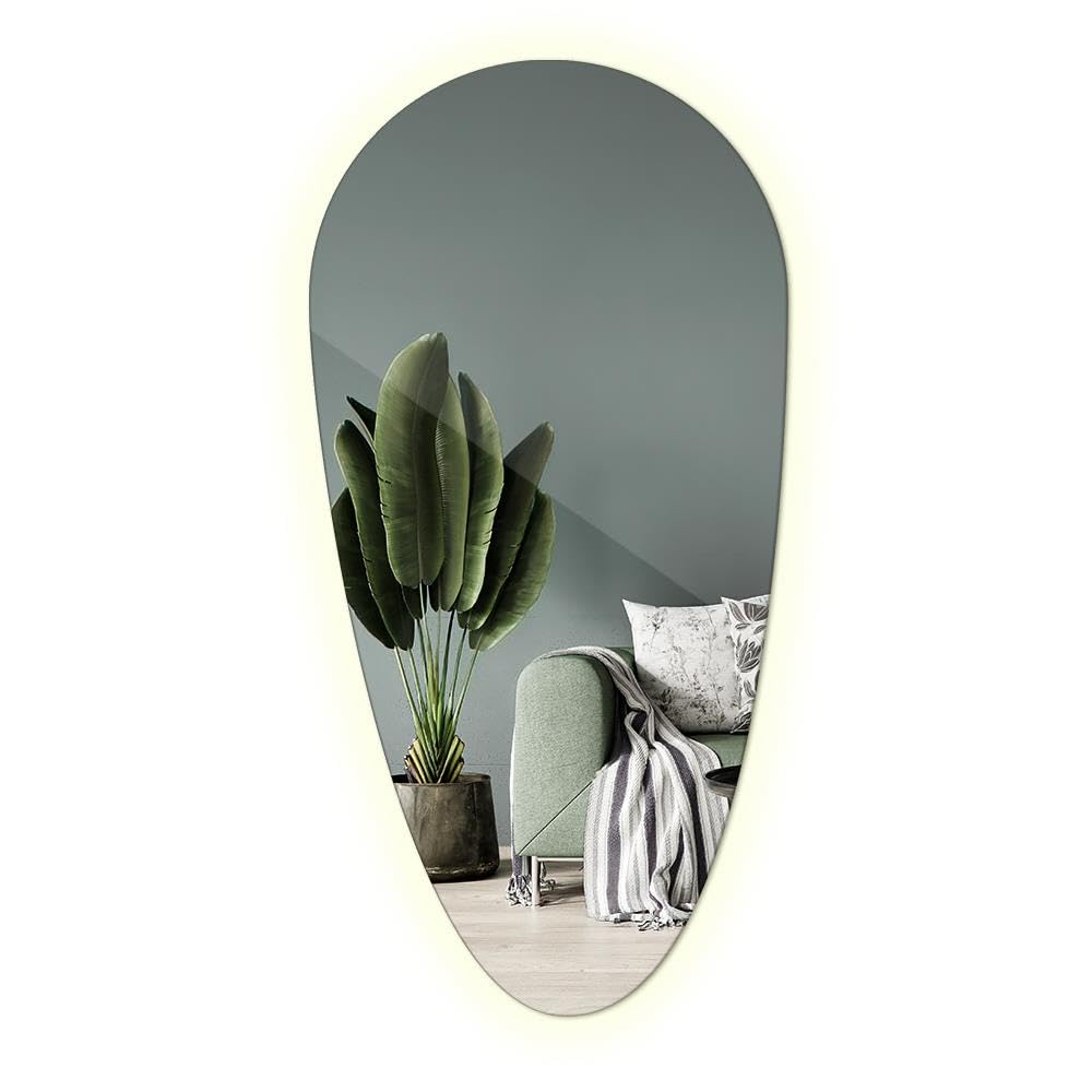 Miroir LED irrégulier 50x100 cm avec lumière chaude pour chambre