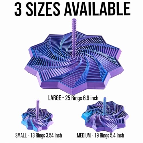 Image of 3D Printed Expanded Sensory Star with Handle, Custom Dual /Tri /Quad-Color Printing,Dual Motion Hypnotic Spiral for ADHD Focus & Stress Relief,Office Desktop Fidget Toy (Blue-Purple, M-19 Rings)
