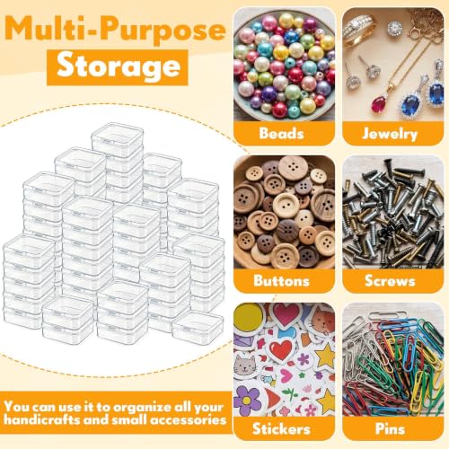 Image of Jetec 120 Pieces Mini Plastic Clear Beads Storage Containers Box for Collecting Small Items, Beads, Jewelry, Business Cards, Game Pieces, Crafts (2.1 x 2.1 x 0.8 Inch)