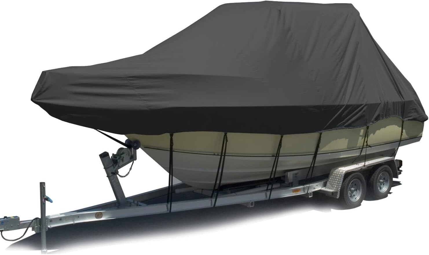 KIJyfgTR Trailerable Boat Cover (for V-Hull Fish And Wakeboard Pro-Type Fishing Boats) Running Bass Boat 420D Waterproof Boat Cover