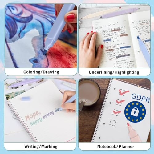 Image of Aesthetic Cute Highlighters, Bible Pastel markers and Pens, No-Bleed School Supplies and Office Journal DIY Home (Two Side Highlighters Pen) birthday return gifts for kids