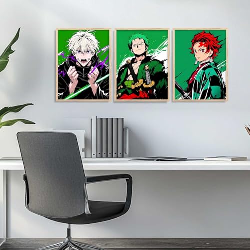 Image of walllane Anime Posters with Frame | Aesthetic Anime Characters Posters with Frames | Japanese Art Framed Poster for Bedroom Living Room Gaming Room Wall Decor Set Of 3 (19 X 25 inch)