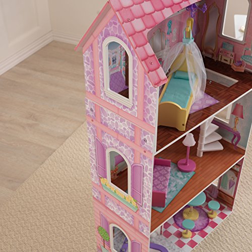 KidKraft 65179 Penelope Puppenhaus aus Holz mit Zubehör für 30 cm große Puppen mit 9 Accessoires und 3 Spielebenen – Bild 7