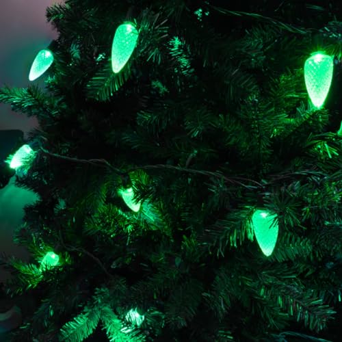 C9 LED Faceted Green Prelamped Light Set miniatura 5