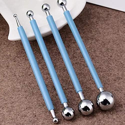 Clay Modelling Ball Tool Set of 4 Stainless Steel Sculpting & Embossing Tools for Clay Craft, Pottery, Fondant Cake Decorating, Modelling, Nail Art & DIY Art Craft for Beginners and Professionals-image-12