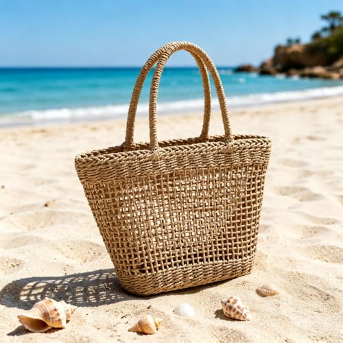 Straw Beach Tote Bag, Rattan Handmade Shoulder Handbags For Women, Vintage - image 3