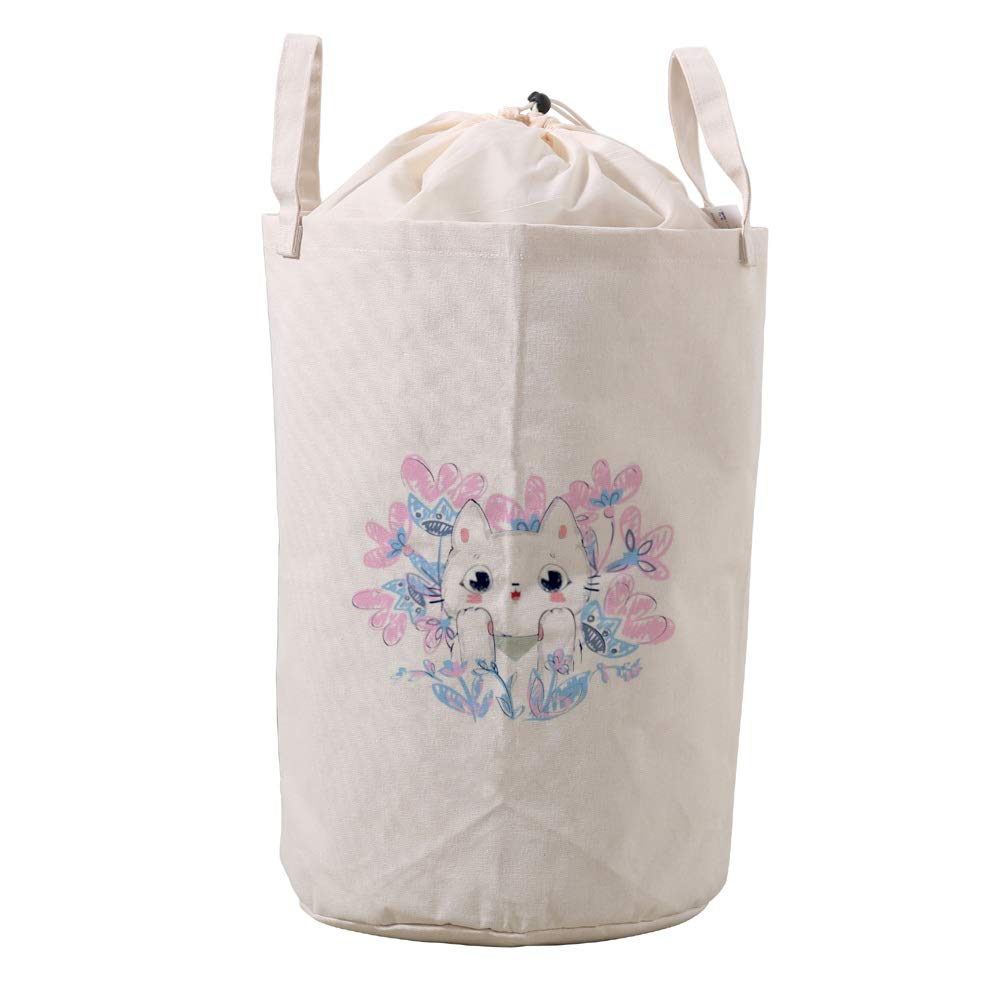 Panier à linge chat blanc en coton épais pour dissimuler le désordre et trier facilement