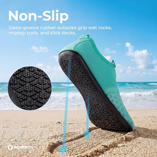 Image of SEEKWAY Water Shoes Quick-Dry Aqua Socks Barefoot Slip-on for Beach Pool Swim River Yoga Lake Surf Women Men Black SK001
