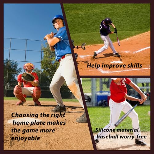 Wshxjzyay 1 Pack / 2 Pack Baseball Home Plate, 17 Inch Colored Pitching Plate for Pitching and Hitting Practice, Softball Training, Lightweight Rubber Mat Softball - Thumbnail 7