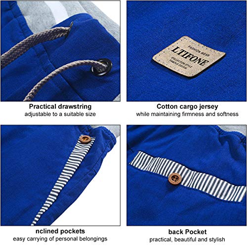 Ltifone Mens Shorts Casual Classic Fit Drawstring Summer Beach Shorts, Cotton With Elastic Waist And Pockets Medium #TOP2