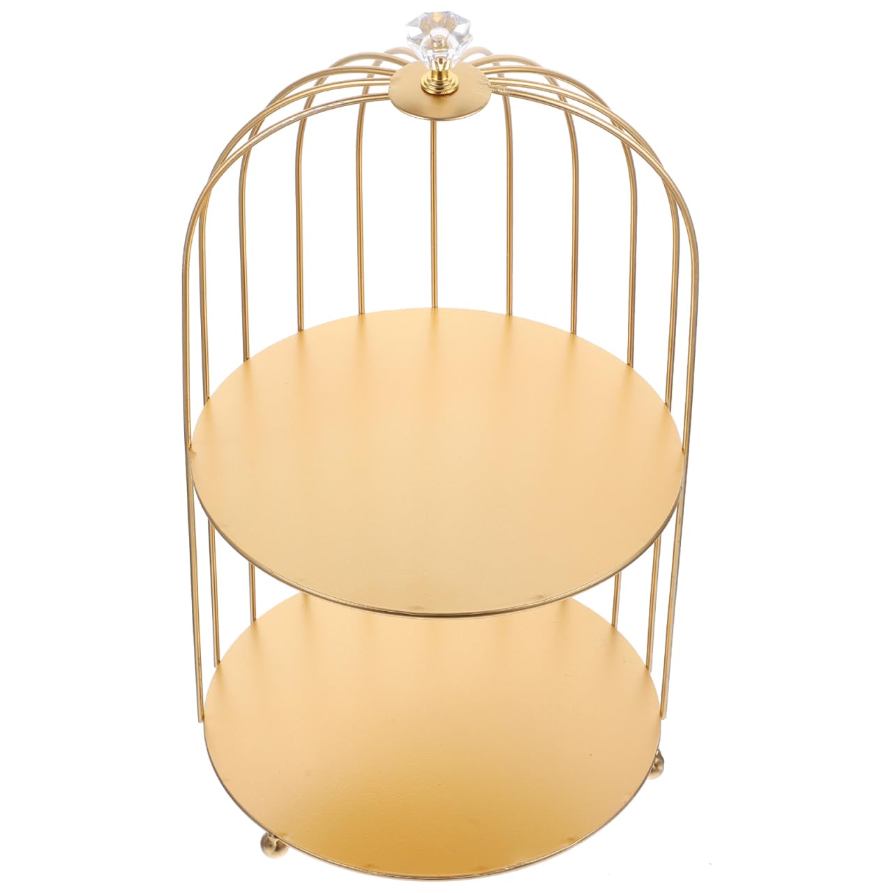Angoily Soporte de Cupcake de Metal de 2 Niveles Soportes de Pastel Dorado con Jaula de Pájaros en Forma de Exhibición de Frutas de Postre de Fiesta