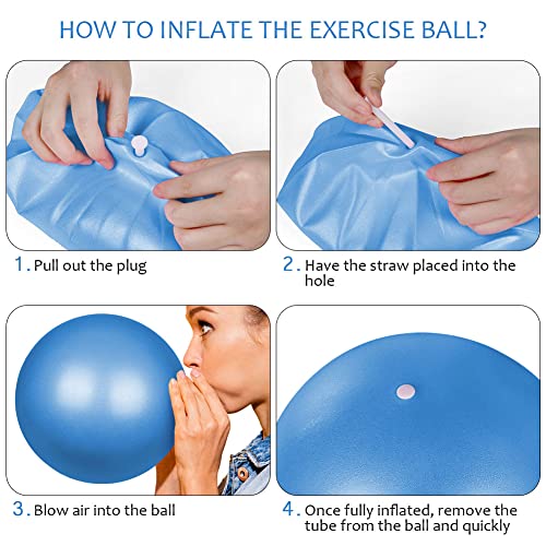 flintronic Gymnastikball Kleiner Pilates-Ball, 25cm Soft Yoga Ball, mit aufblasbarem Strohhalm, Anti-Burst-Übungsball für Yoga, Pilates, Balance, Physiotherapie, Stretching und Core-Fitness