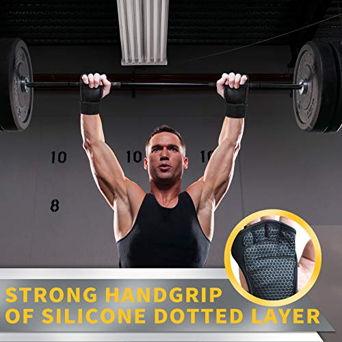 Lorpect Ventilated Weight Lifting Gloves ，With Built-In Wrist Wraps Full Palm Protection & Extra ，Grip Great For Pull Ups Cross Training Fitness Men & Women New (Black, M) #TOP3