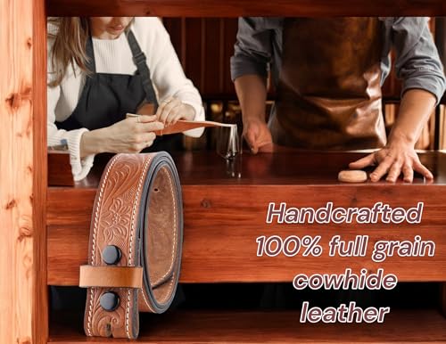 Image of F&L CLASSIC Western Belt without buckle for men - Full Grain Leather Cowboy Belts for jeans - One Piece Leather strap belt