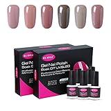 CLAVUZ Gel Polish Soak Off UV Nude Gel Nail Polish Set New Starter Kits Nail Art Manicure Nail Lacquers 6pcs (L001)