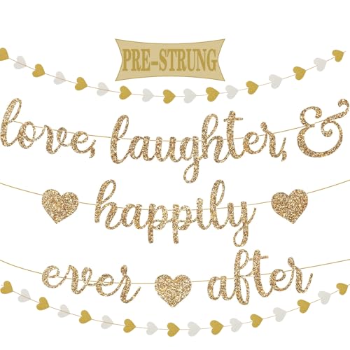 Pre-Strung Love Laughter & Happily Ever After Banner for Wedding...