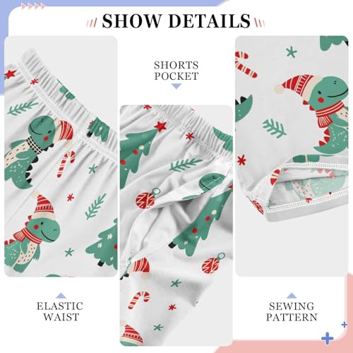 ZZXXB Dinosaur Candy Cane Boys Long Pants Soft Trousers Elastic Waist Kids Lounge Bottoms with Pockets S-XL4