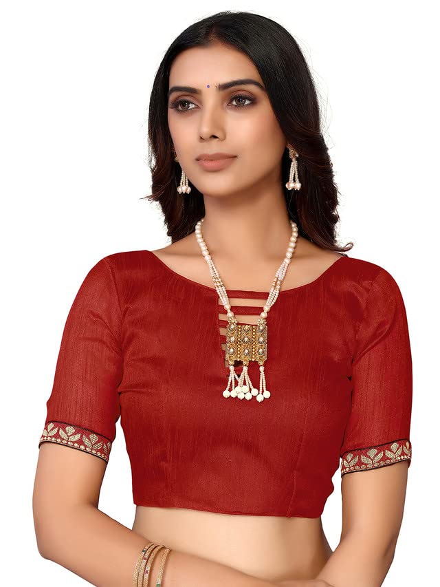 Image of SIRIL Women's Lace & Peral Work Lycra Saree with Unstitched Blouse Piece