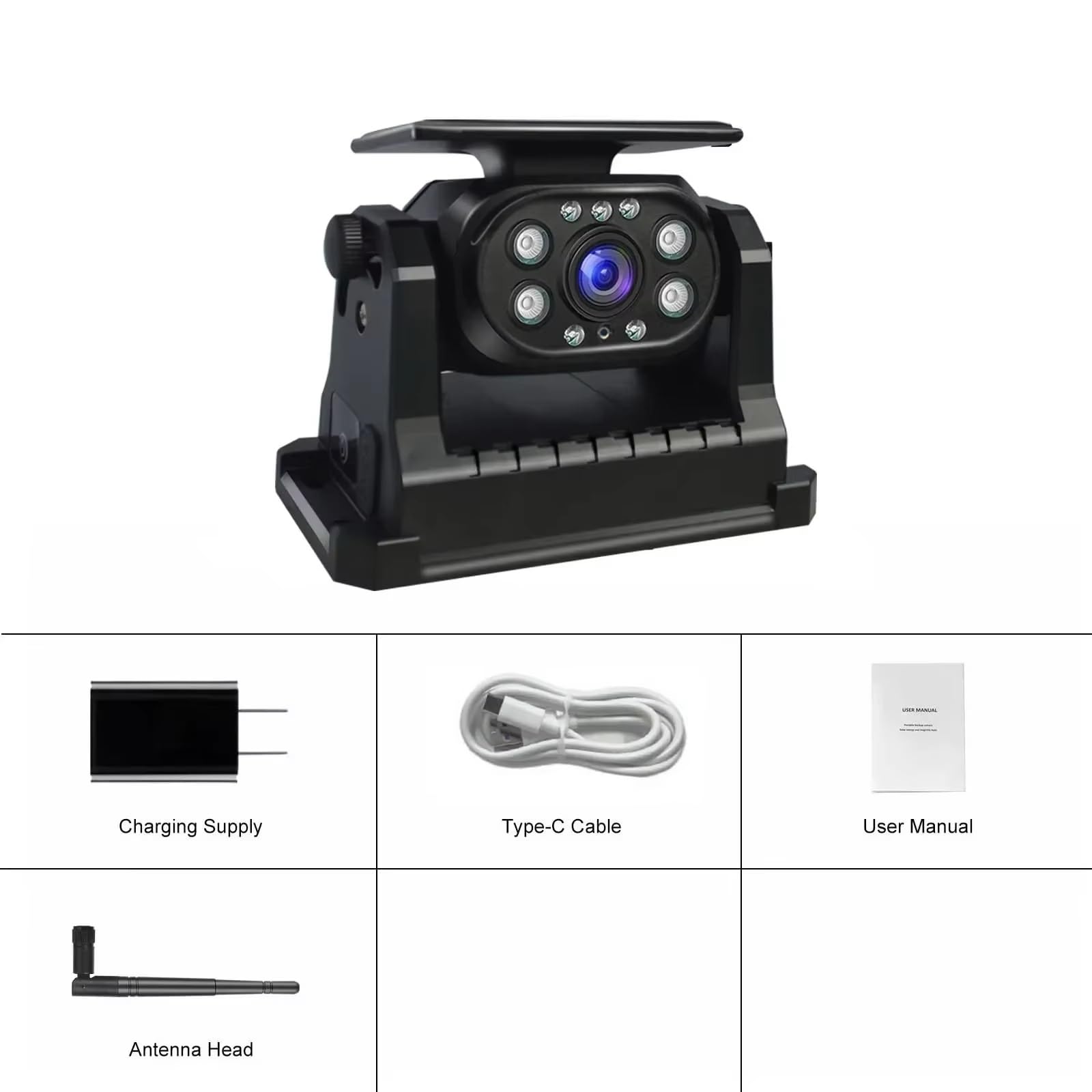 Lente Punto Ciego Respaldo Inversa Magnética Energía Solar WiFi Inalámbrica Teléfono Móvil iPhone Android con Batería Integrada para Camión Camper Protección estacionar