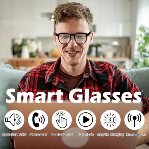 Image of AI Smart Glasses, Anti Blue Light Bluetooth Translation Glasses with 164 Hands-Free Calls & Audio Multifunctional Smart Sunglasses for Men Women Travel Trade Business (KL01-Black-Color-Change-Lens)