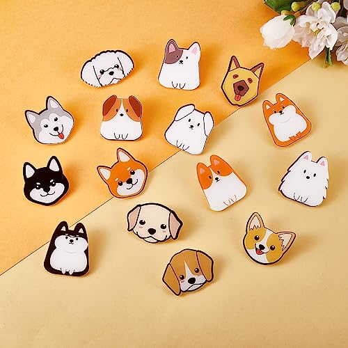 Image of Ornaland 16 Pieces Acrylic Animal Dog Brooch Pins Set Cute Cartoon Puppy Badges Label Pins Creative Backpack Pins Jewelry for Jackets Clothes Hats Decorations