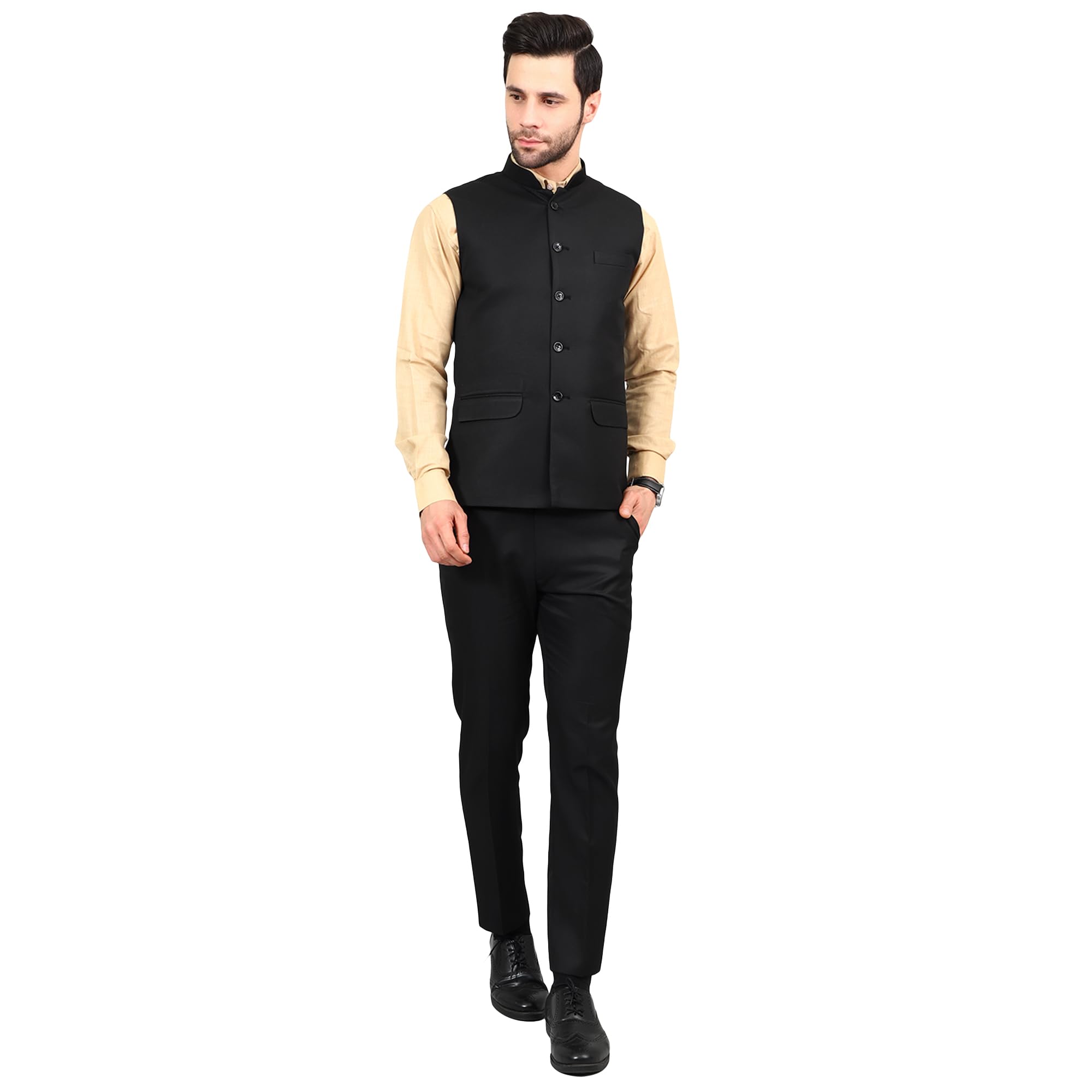 wintage Men's Poly Viscose Black Modi Nehru Jacket-picture-19