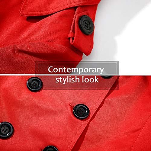 Women's Waterproof Trench Coat Double-Breasted Classic Lapel Petite Overcoat Belted Slim Outerwear Coat - Image 7