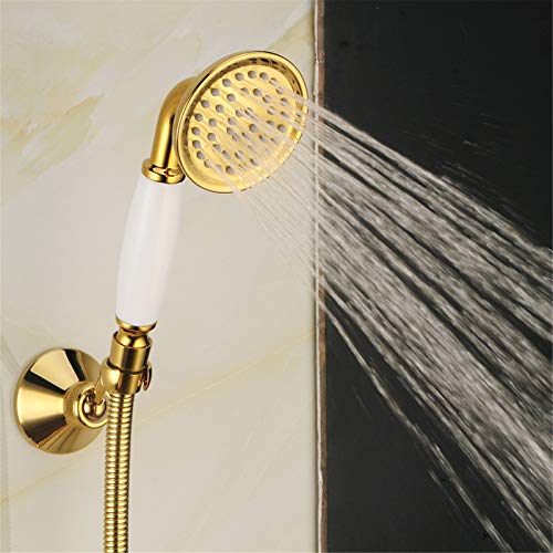 Grifo de bañera dorado de pared con diseño monomando y teléfono de ducha exclusivo 4
