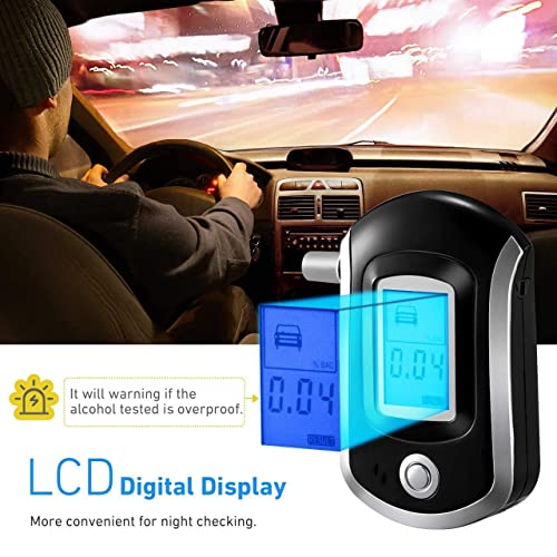 Image of Professional Alcohol Tester Digital Display Breath Analyzer High-Precision Breathalyzer Audible Alert with LCD Display Alcohol Detector (Model: S-6)