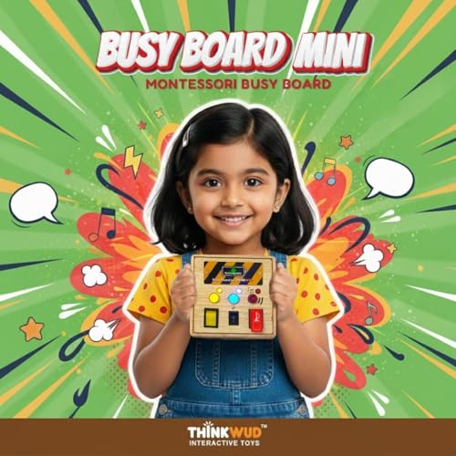 Image of Set of BusyBoard Mini (Rechargeable), Montessori Busy Board for Toddlers 1-6 Years, Sensory Toy with Lights & Switches, Fine Motor Skills, Hand Eye Coordination, Screen-Free Travel Toy, BIS Certified