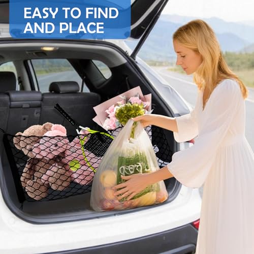 Image of Envelope Style Cargo Net for Hyundai Kona 2024 2025 2026 Accessories, Rear Trunk SUV Mesh Cargo Net, Upgraded 5mm Bungee & Double-Layer Nylon Storage Tailgate Netting Grocery&Tools Holder Organizer