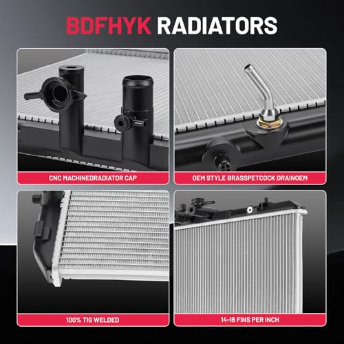Image of BDFHYK 13024 Aluminum Radiator for Toyota Highlander 2008-2013, CU13024 DPI 13024, 1-Row 16mm Core, Direct Fit Replacement
