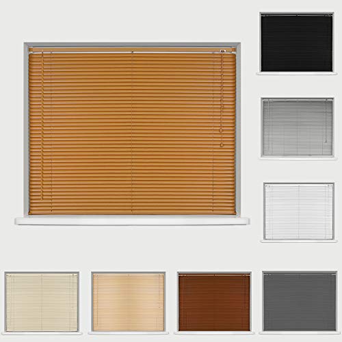 Made To Measure Wood Grain Effect PVC Window Venetian Blinds Strong Trimmable Easy Fit Child Safe...