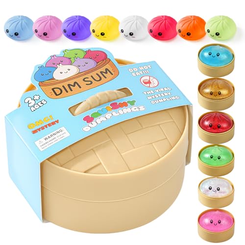 Dumpling Squishy Mystery Box, Random 1 of 14 Colors, Cute Squishy Dumpling Toy, Slow Rising Squeeze Toy, Sensory Fidget Toys for Anxiety Relief, Perfect for Party Favors, Birthday Gifts & Desk Toys