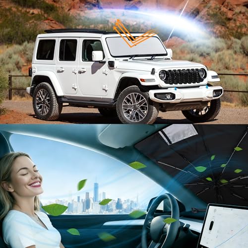Image of Windshield Sun Shade Umbrella for 2018-2026 Wrangler JL & 2 /4 Door 4XE