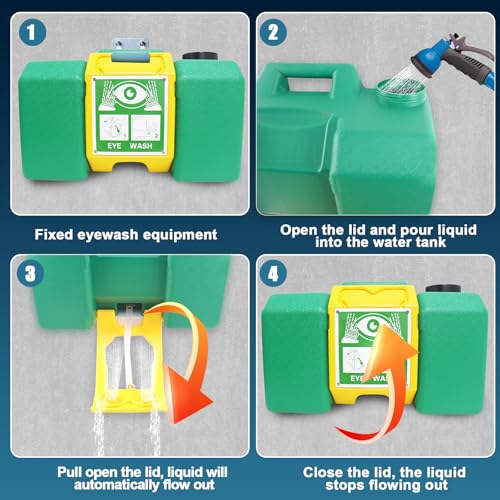 Image of 8 Gallon Eye Wash Station, Portable Eyewash Station OSHA-Approved, Wall Mounted Emergency Eyewash Station Kit with Dual Spray, First Aid Eye Wash Station for Factories, Laboratories(Green)