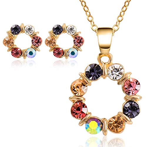 Preisvergleich Produktbild Schmuckhandel Haak *Kristall-Kreis* Halskette mit Ohrringen / Roségold beschichtet / Swarovski® Kristalle / inkl. Etui und Schmuckzertifikat