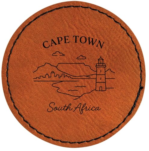 Cape Town South Africa Minimalistic Design Souvenir 2.5" Circular Iron-On Leatherette Patch with Adhesive