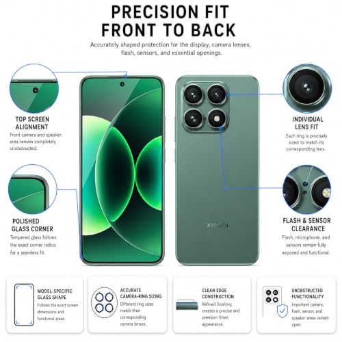 Image of FIRST MART Tempered Glass for Xiaomi 17 5G with Black Camera Ring Guard & Installation Kit | HD Clear Edge-to-Edge Screen Protector, Scratch Resistant, Case-Friendly | Pack of 1
