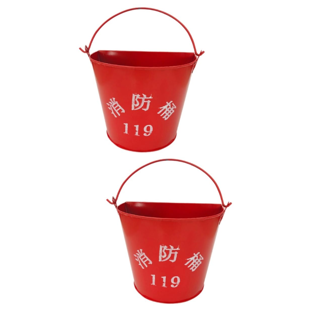 KITANDOVE 2pcs Fire Equipment Sand Bucket Reusable Pail Metal Emergency Bucket Firefighting Bucket Sand Pail Fire Emergency Equipment Bucket Water Pail Portable Bucket Utility Pail Iron Red